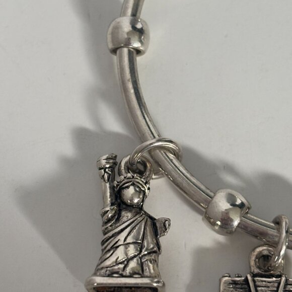 Patriotic Charm Bracelet Cuff Liberty Bell Flag Statue of Liberty American Flag - Picture 5 of 7